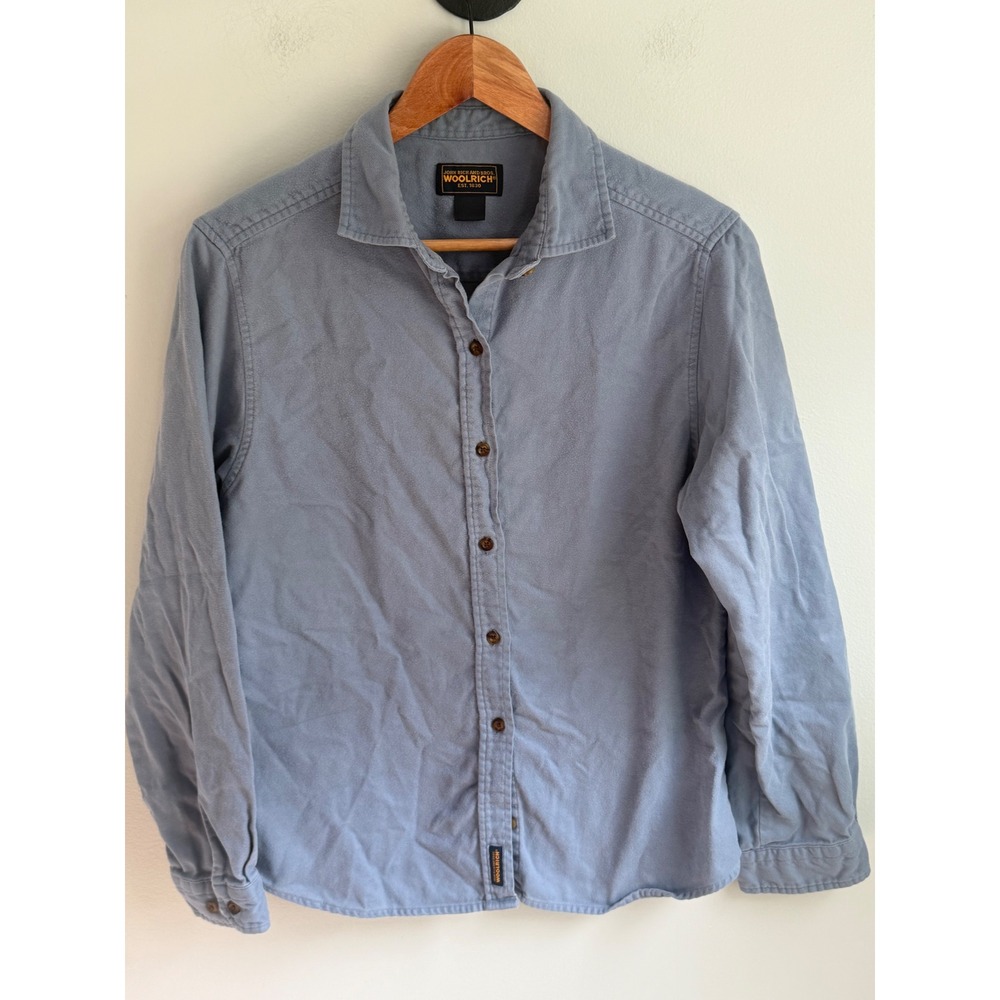Woolrich John Rich & Bros Womens Blue Long Sleeve Button Down Chamois Shirt M